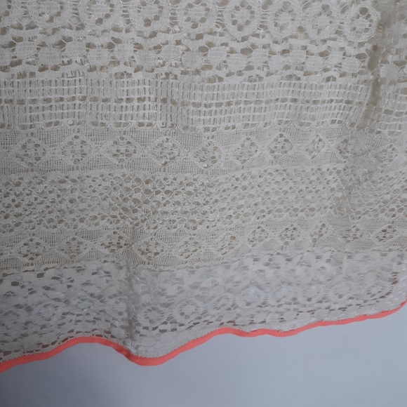 Karlie Women's Size Medium Ivory Lace Top Blouse - Picture 2 of 6